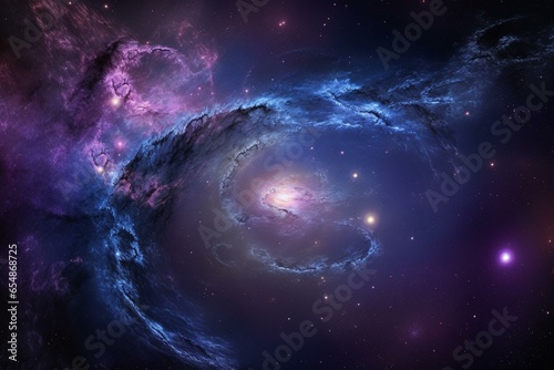 The universe revealed: a deep space symphony of distant galaxies and glowing nebulae in vibrant blue and purple hues through 6. Generative AI