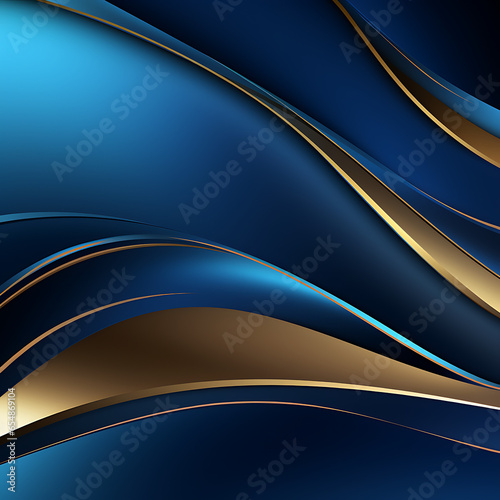 A high definition blue and gold background with wavy lines  in the style of fluid color combinations  dark azure and gold  wavy lines and organic shapes  luxurious  multilayered  sleek lines
