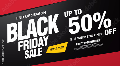 black friday sale banner layout design, vector ilustration photo