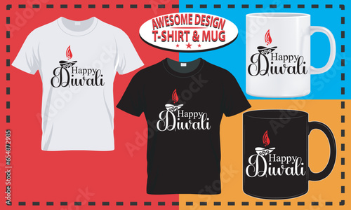 Diwali t-shirt design & mug design, typography custom, vector best for print design.