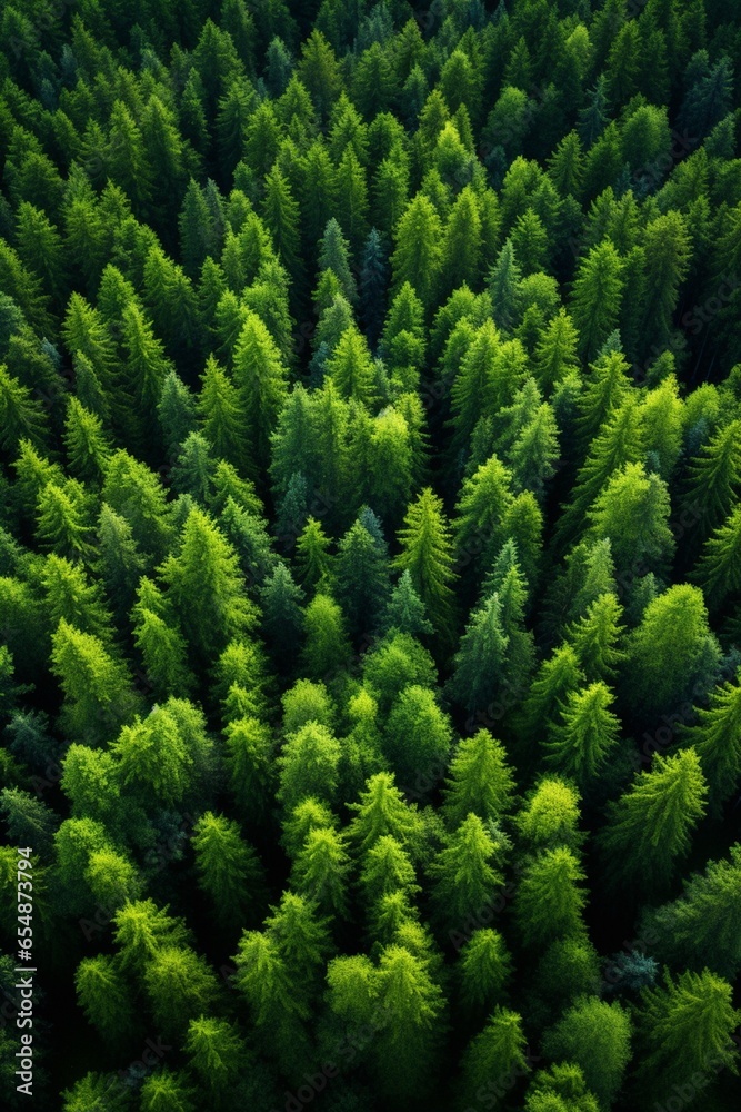 Aerial view of coniferous forest with coniferous trees Aerial view of coniferous forest with coniferous trees