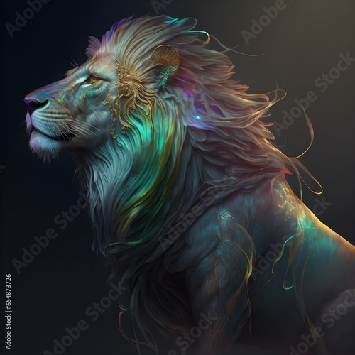 dinosaur lion iridescent portrait 