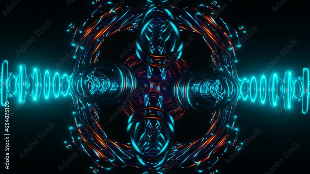 A lively VJ loop backdrop with pulsating neon disco strobe lights.