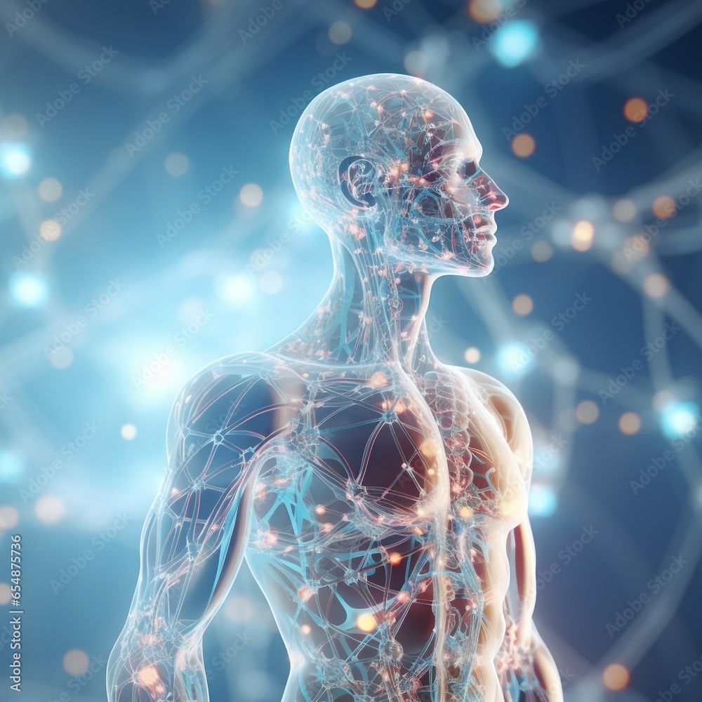 3D rendering, of a human molecule structure, 3D rendering, of a human molecule structure,