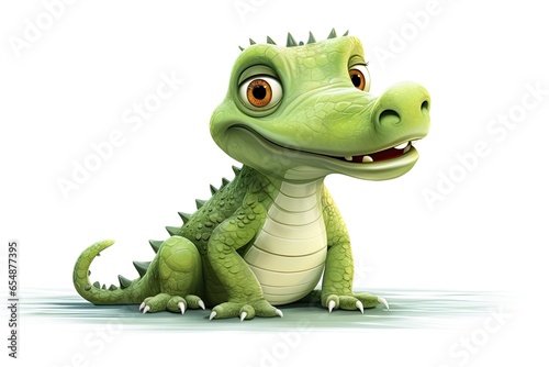 A cute cartoon alligator sitting in an African safari setting created with Generative AI technology