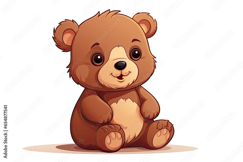 Fototapeta premium A cute teddy bear sitting on the ground, perfect for cartoon and animal lovers created with Generative AI technology