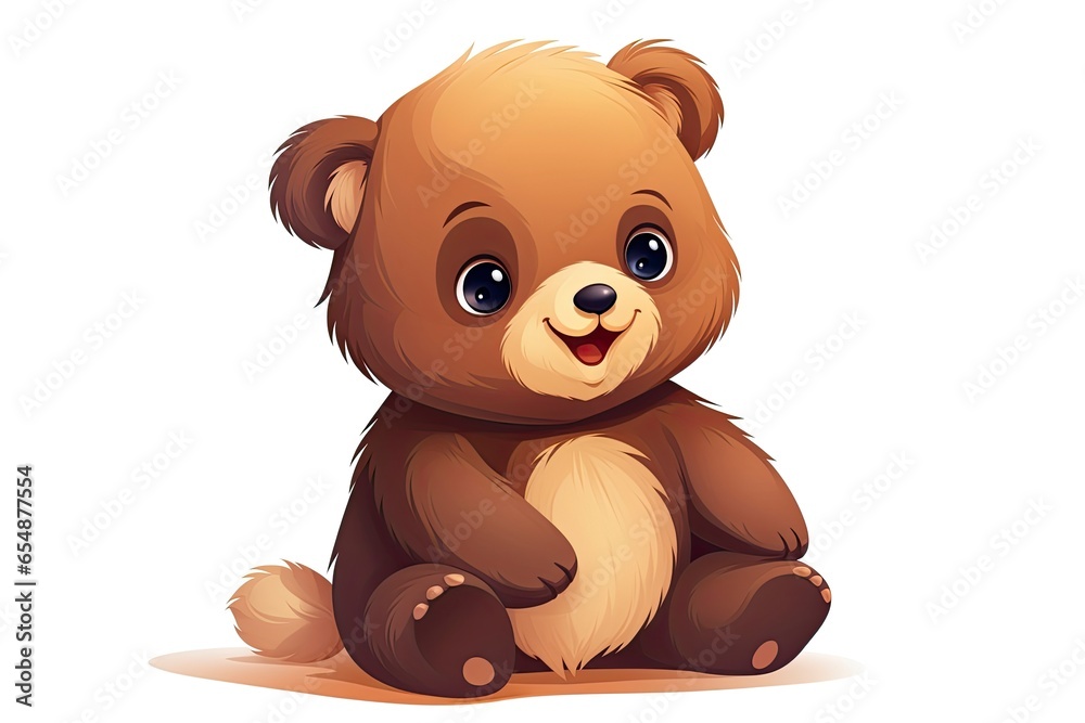 Fototapeta premium A cute cartoon teddy bear sitting on the ground in a safari setting created with Generative AI technology