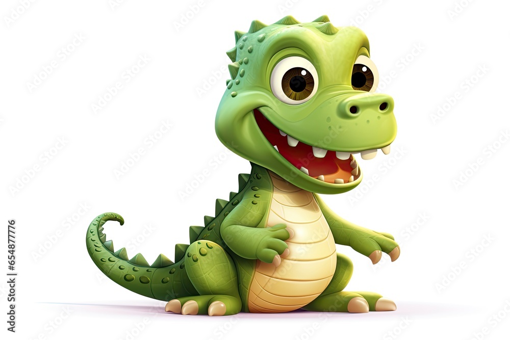 Fototapeta premium A cheerful cartoon alligator with a big smile created with Generative AI technology