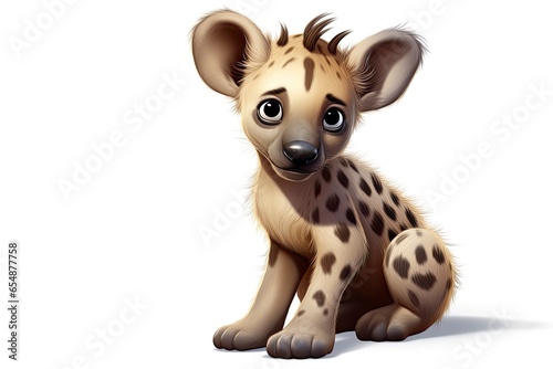 A adorable spotted hyena relaxing in the African savannah created with Generative AI technology
