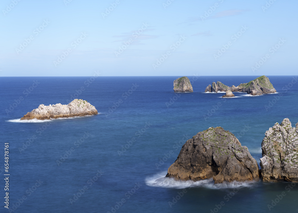 islands in the Cantabrian Sea, Asturias coast, Spain