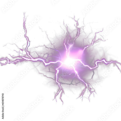 Powerful thunderstorm electricity discharge isolated on transparent background thunderbolt flare Stormy weather