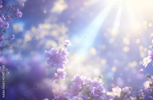 Nature background. Spring flowers in soft colors. AI