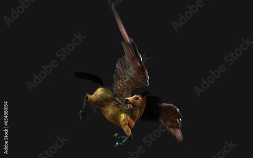 3D illustration of a fantasy horse isolated on black background with clipping path.