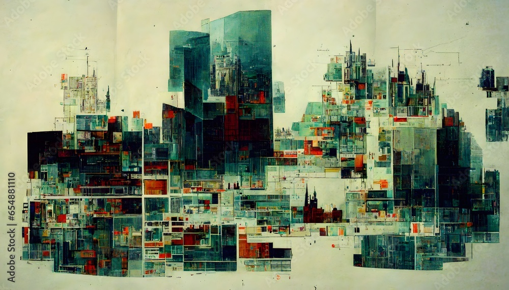 hidden algorithm of a city regarding all of its complexity layers superposition urban paradigms shifts 12k  - obrazy, fototapety, plakaty 