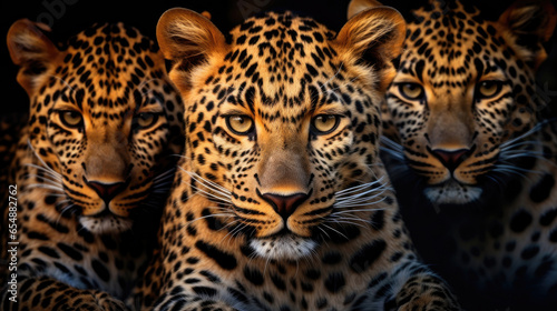 Group of young leopards close up © Veniamin Kraskov