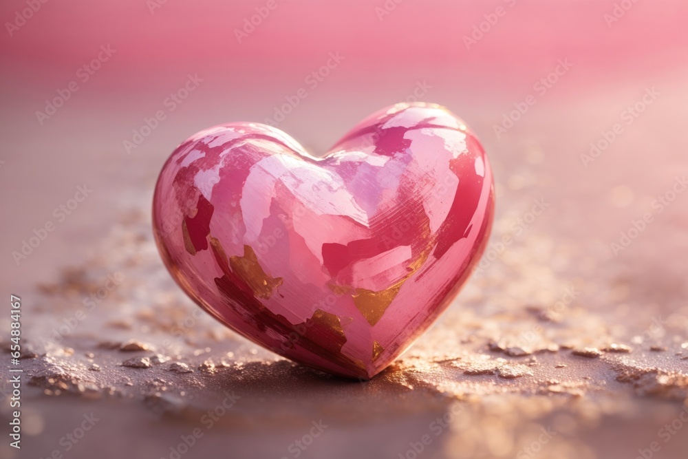Painted pink heart with copy space. ai generative Painted pink heart with copy space. ai generative