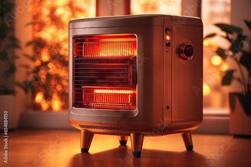 Modern electric infrared in fire heater at home. ai generative