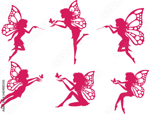 cute fairy silhouette illustration set