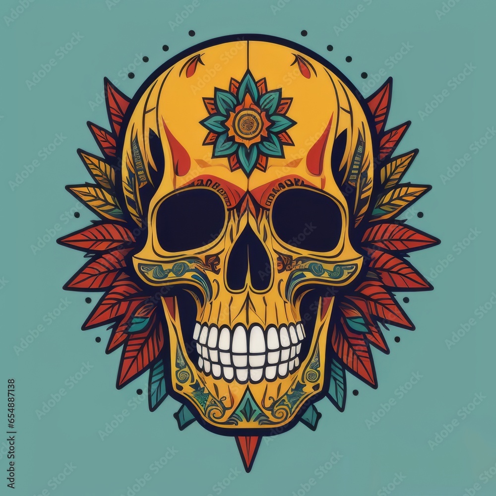 Obraz premium mexican skull and crossbones created with generative AI software