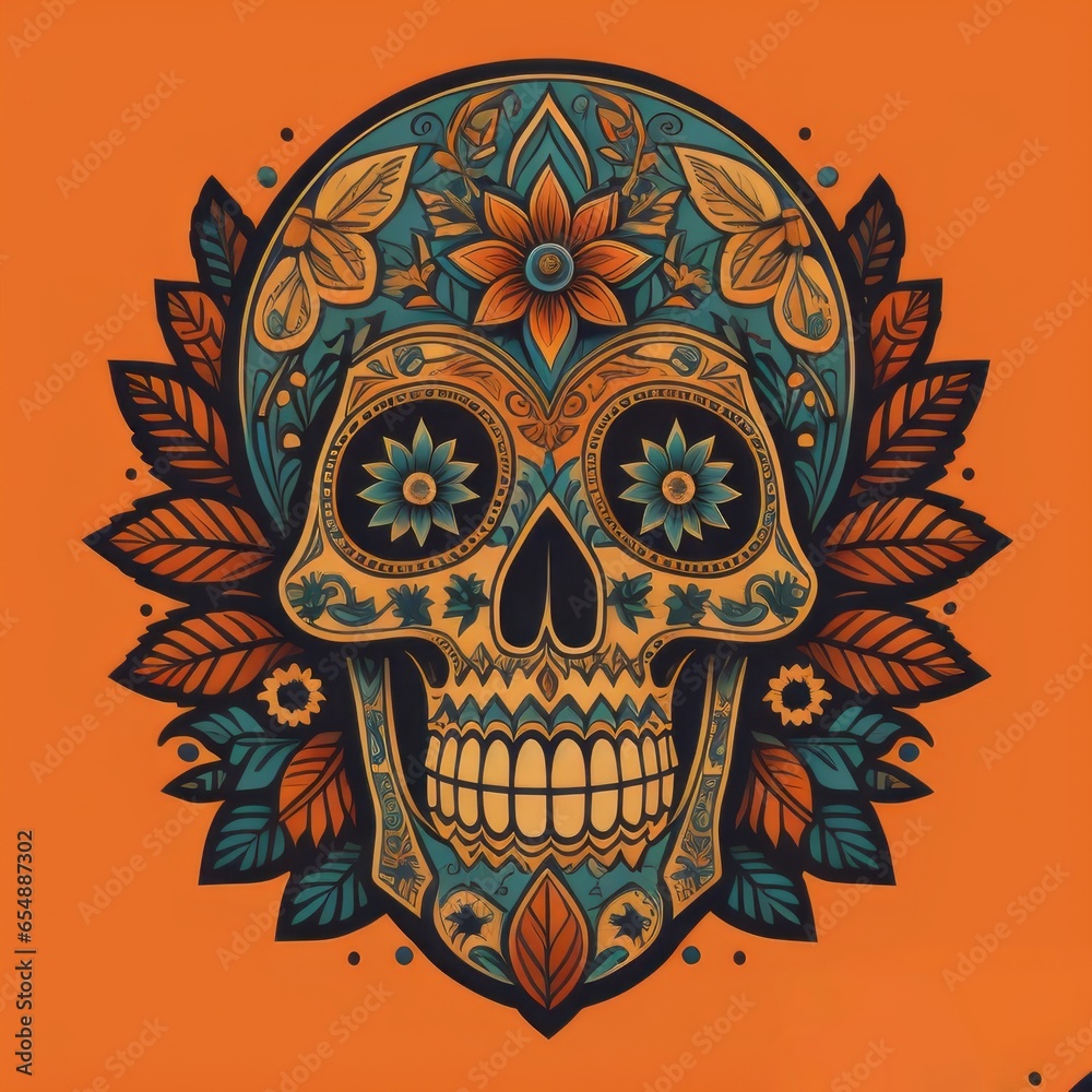 mexican skull and crossbones created with generative AI software mexican skull and crossbones created with generative AI software