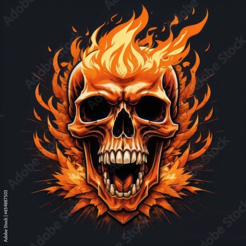 skull with wings and flowers ai generative