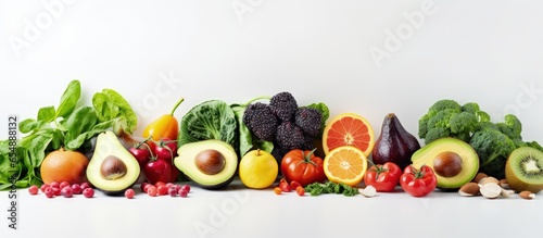 Necessary elements for a healthy diet that enhances overall well being with copyspace for text