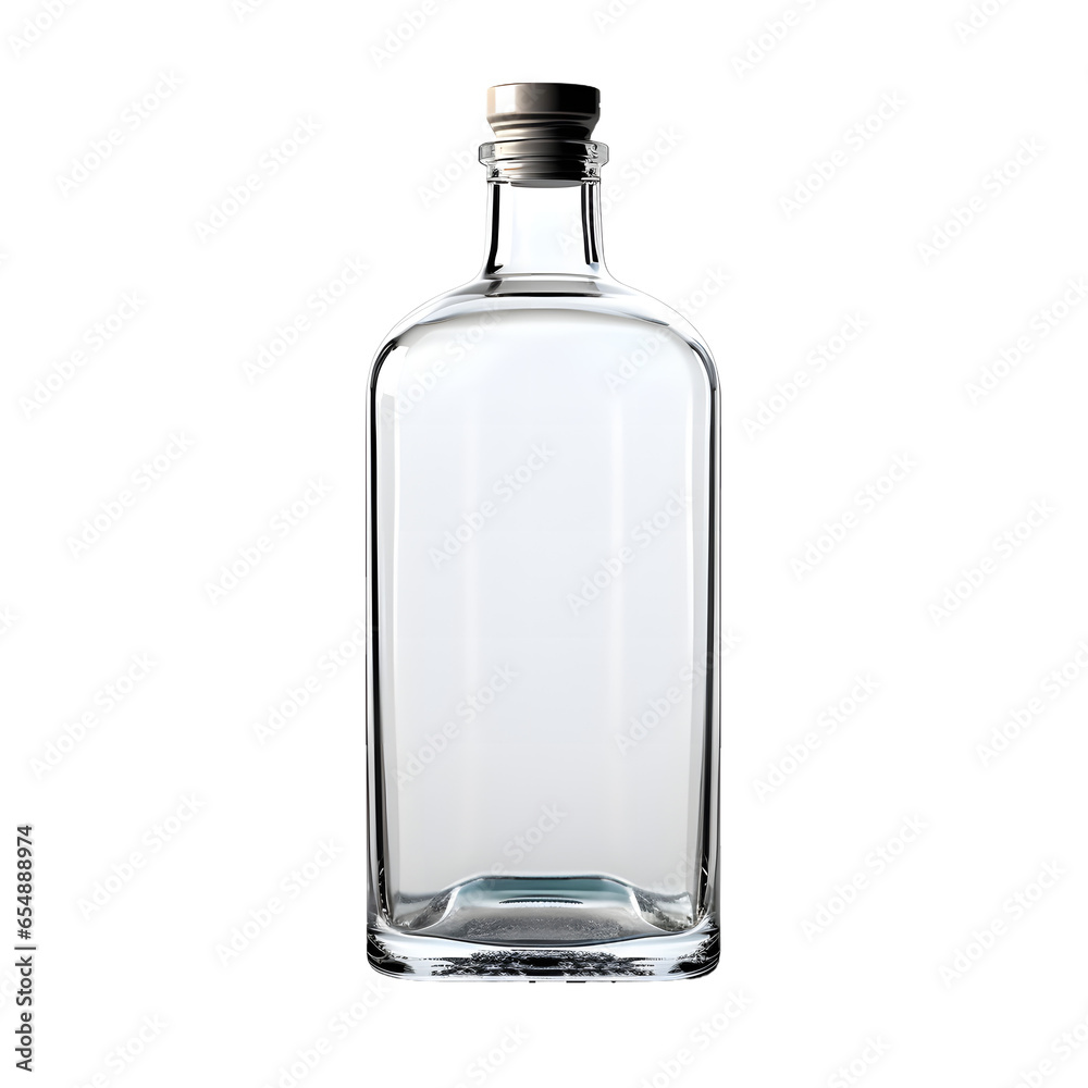 Close up empty glass bottle on white background or transparent background - obrazy, fototapety, plakaty 