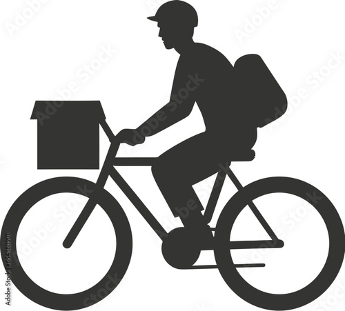 Bike courier delivering packages icon