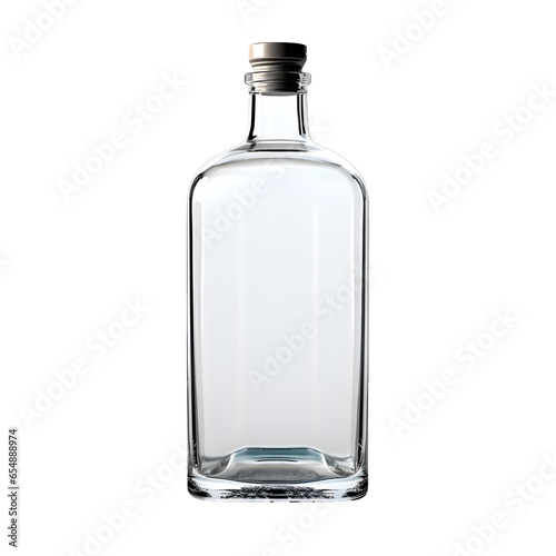 Close up empty glass bottle on white background or transparent background