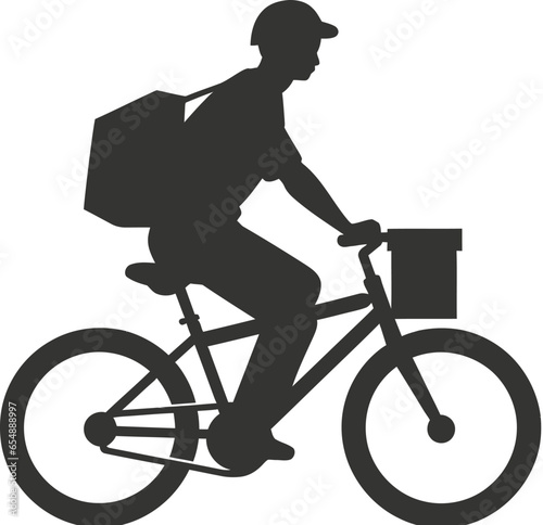 A delivery person riding a bicycle icon