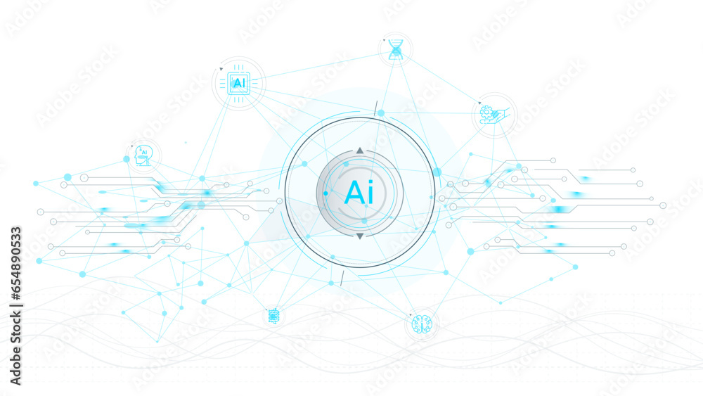 Futuristic interface with electronic chips and artificial intelligence. Futuristic interface with electronic chips and artificial intelligence.