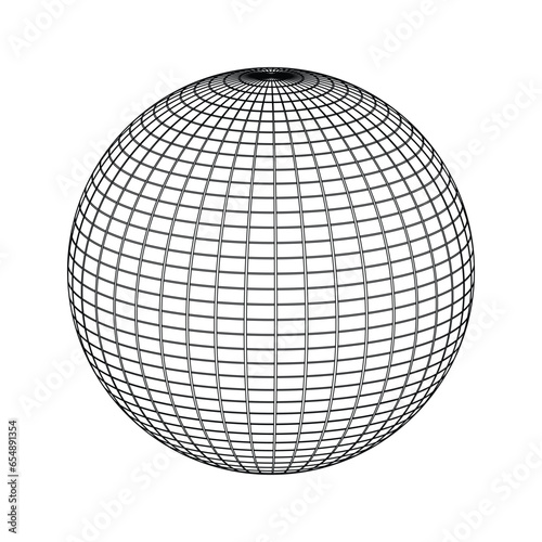 3d sphere outline. vector illustration. on white background