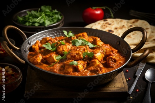 Spicy chicken curry with balti. Generative AI