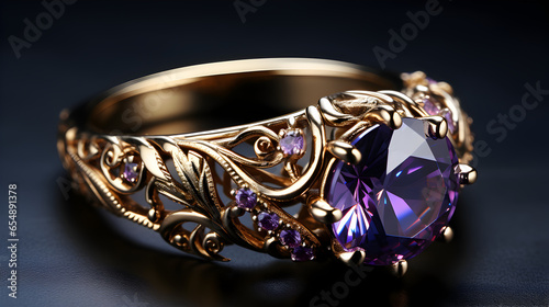 ring with purple diamonds