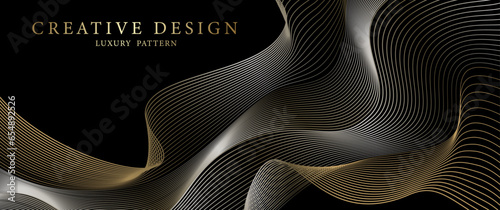 Premium cover design. Elegant luxury black vector background with gold lines for cover design, invitation, poster, flyer, brochure, card, luxe invite, business banner, prestigious voucher, menu design