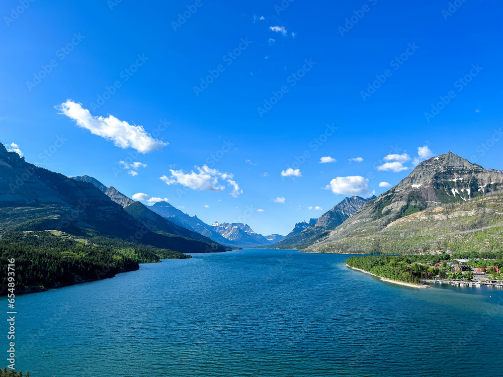 The Waterton Lake view from the Prince of Wales Hotel at Waterton Lake National Park in Waterton Park, AB Canada. The Waterton Lake view from the Prince of Wales Hotel at Waterton Lake National Park in Waterton Park, AB Canada.