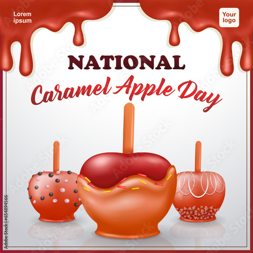 National Caramel Apple Day, 3D vector cartoon-style candy apples, perfect for events and culinary delights