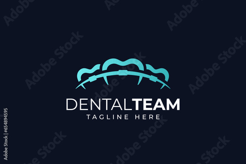 dental braces clinic team modern concept logo design template