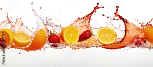 Fruit juice isolated on white with copyspace for text