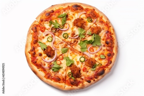 top view of pizza on isolated White background