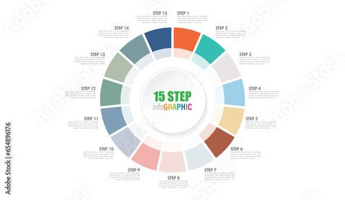 Pie chart with 10 to 20 steps. Colorful diagram collection with 10,11,12,13,14,15,16,17,18,19 sections or steps. Circle icons for infographic, business presentation. Vector illustration.