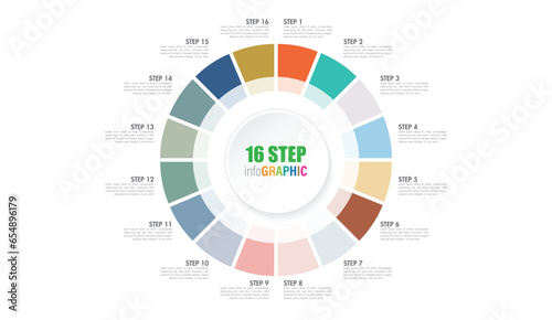 Pie chart with 10 to 20 steps. Colorful diagram collection with 10,11,12,13,14,15,16,17,18,19 sections or steps. Circle icons for infographic, business presentation. Vector illustration.