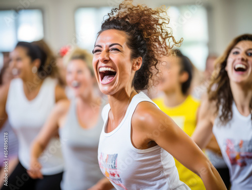 Beautiful women enjoy fun-filled zumba classes, expressing their active lifestyle with friends