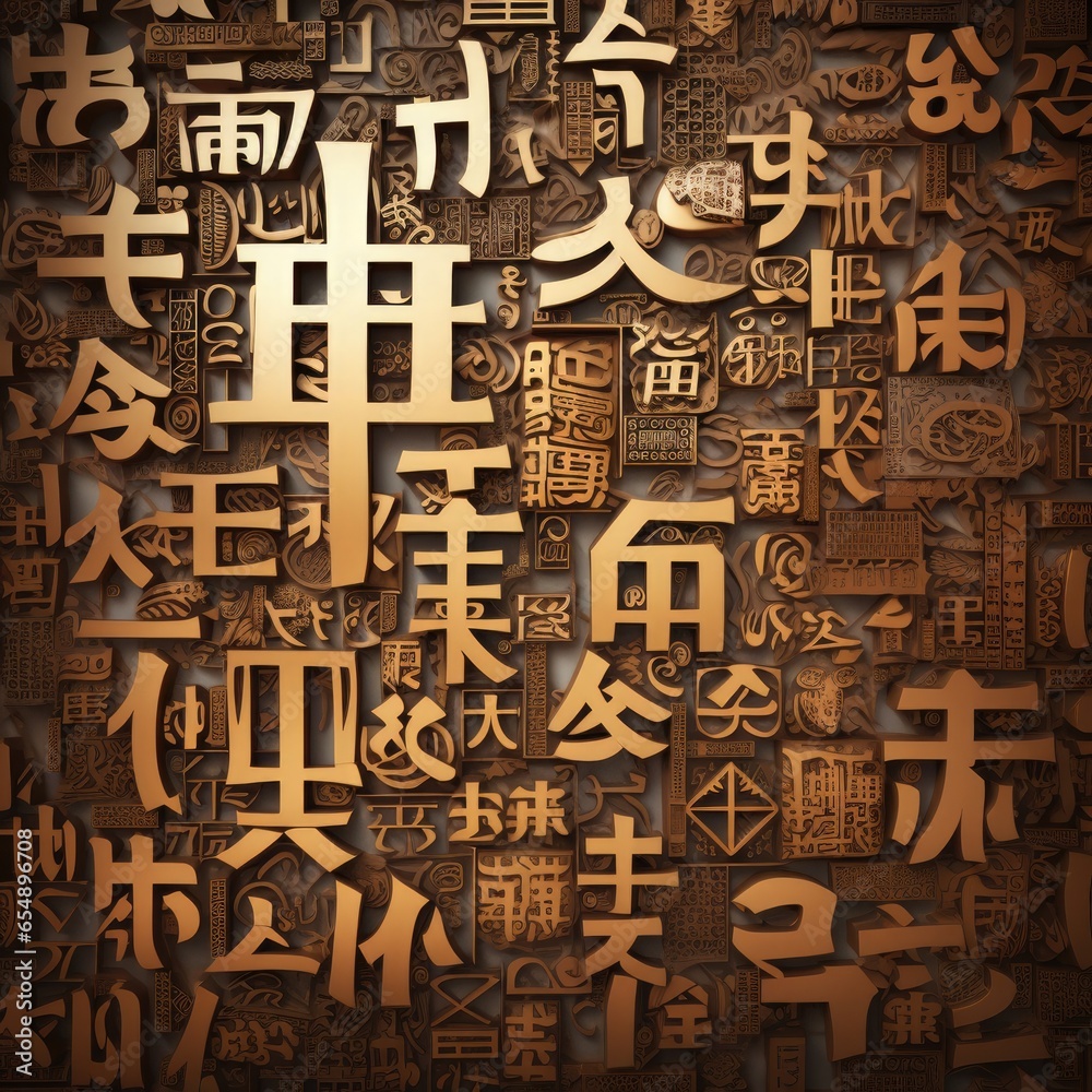 Admire the intricate beauty of Chinese characters carved into wooden letters - perfect for any wall d?cor! Add a touch of culture and elegance to your home