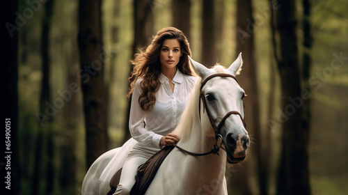 portrait of a Girl riding a horse