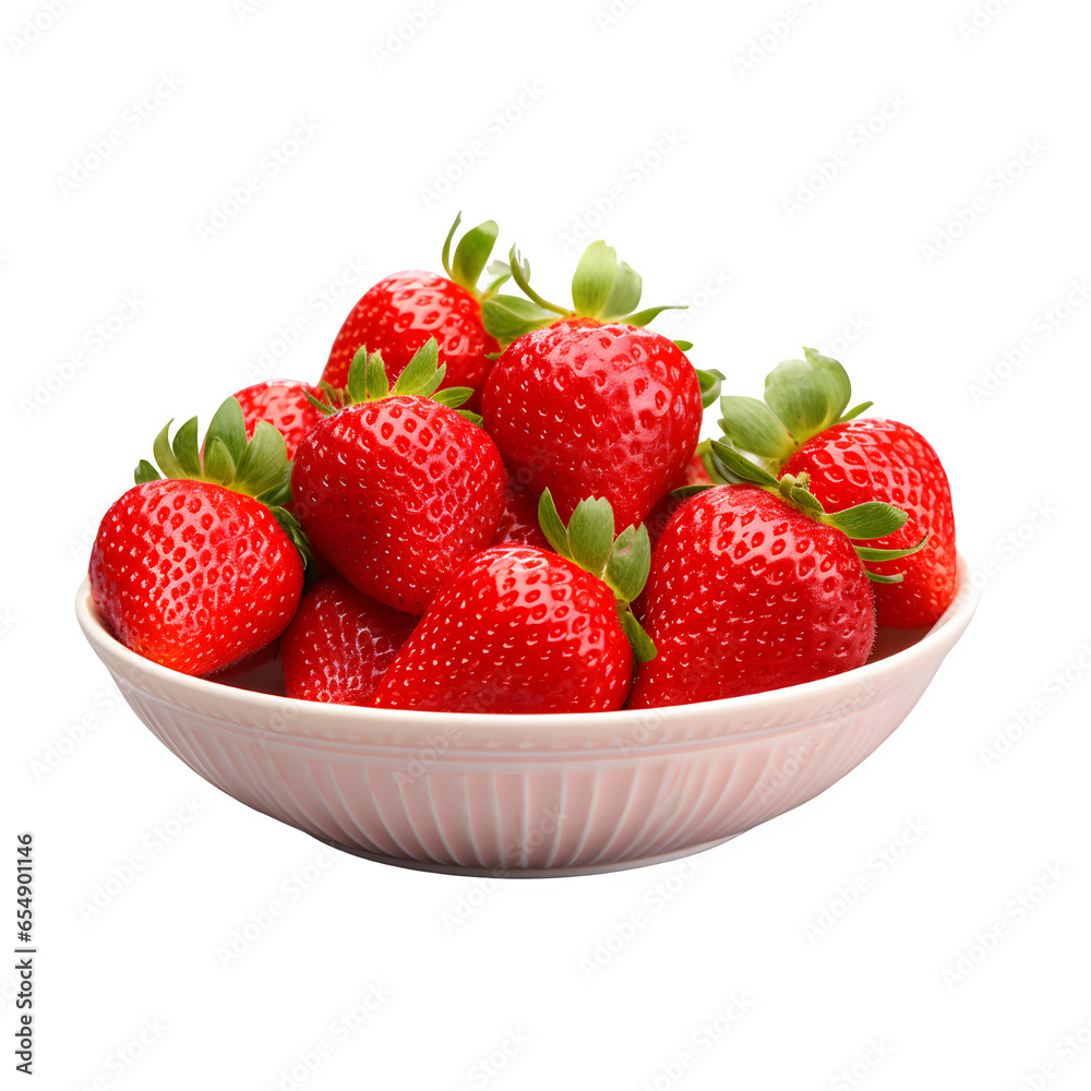 Bowl of Fresh Strawberries, A bowl filled with ripe, juicy strawberries with bright green stems, showcasing the freshness and succulence of the fruit against a clean, white background. Bowl of Fresh Strawberries, A bowl filled with ripe, juicy strawberries with bright green stems, showcasing the freshness and succulence of the fruit against a clean, white background.
