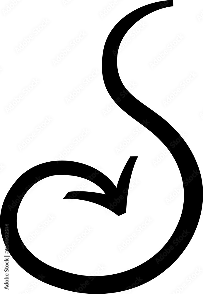 Directional black arrow. PNG with transparent background