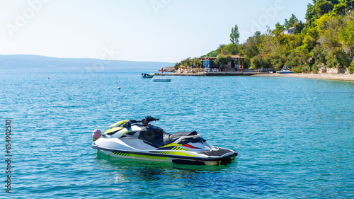 blue sea and jet ski- tropical vacation, water sport