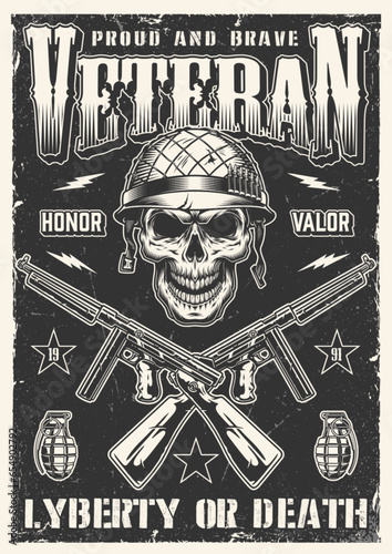 Military soldier monochrome poster vintage
