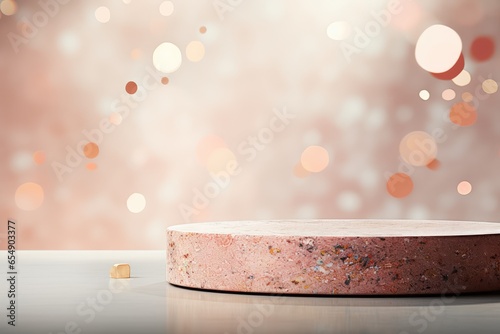 Abstract pastel terrazzo podium with gold flecks - Luxury Product Showcase - AI Generated